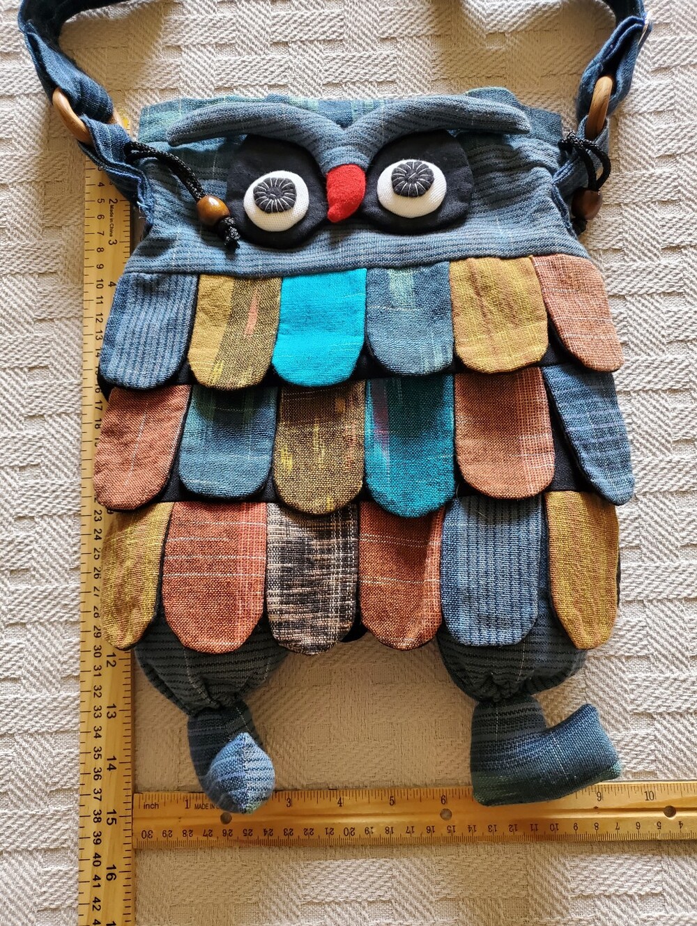 Owl Crossbody Tote Bag Handmade Patchwork Bookbag EUC Adorable Giftable - Picture 5 of 11
